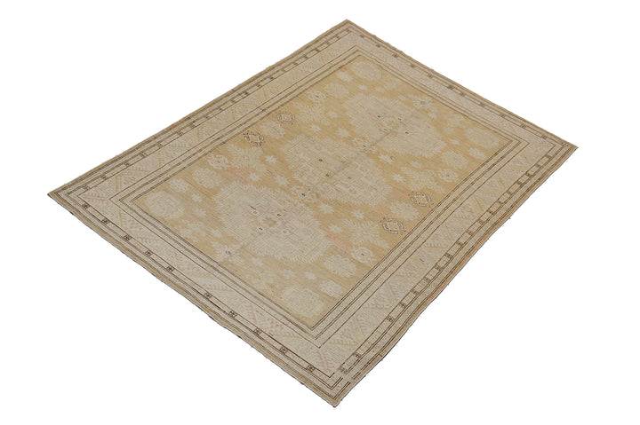 7'x10' Afghan Hand-Knotted Rug | Vintage-Style Geometric Rug
