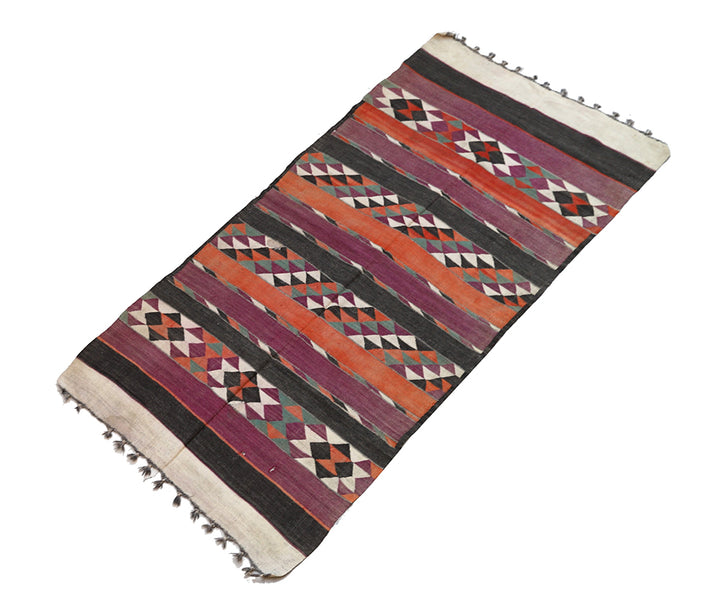 Vintage Afghan Maimana Kilim (4'9" x 9'3") | Tribal Geometric Rug | Ariana Rugs