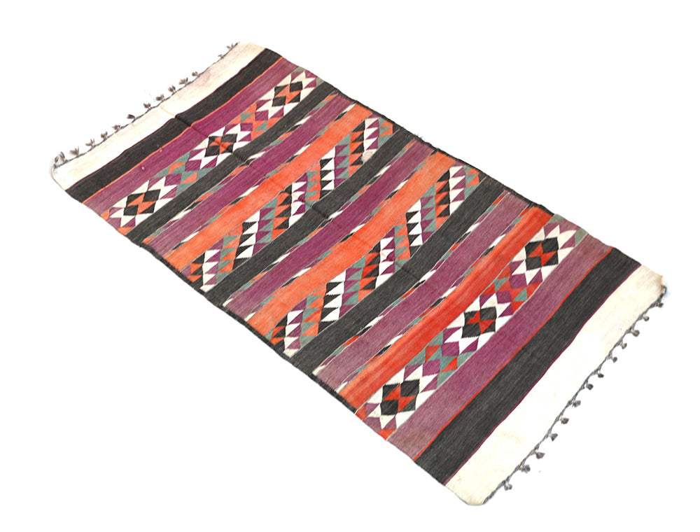 Vintage Afghan Maimana Kilim (4'9" x 9'3") | Tribal Geometric Rug | Ariana Rugs