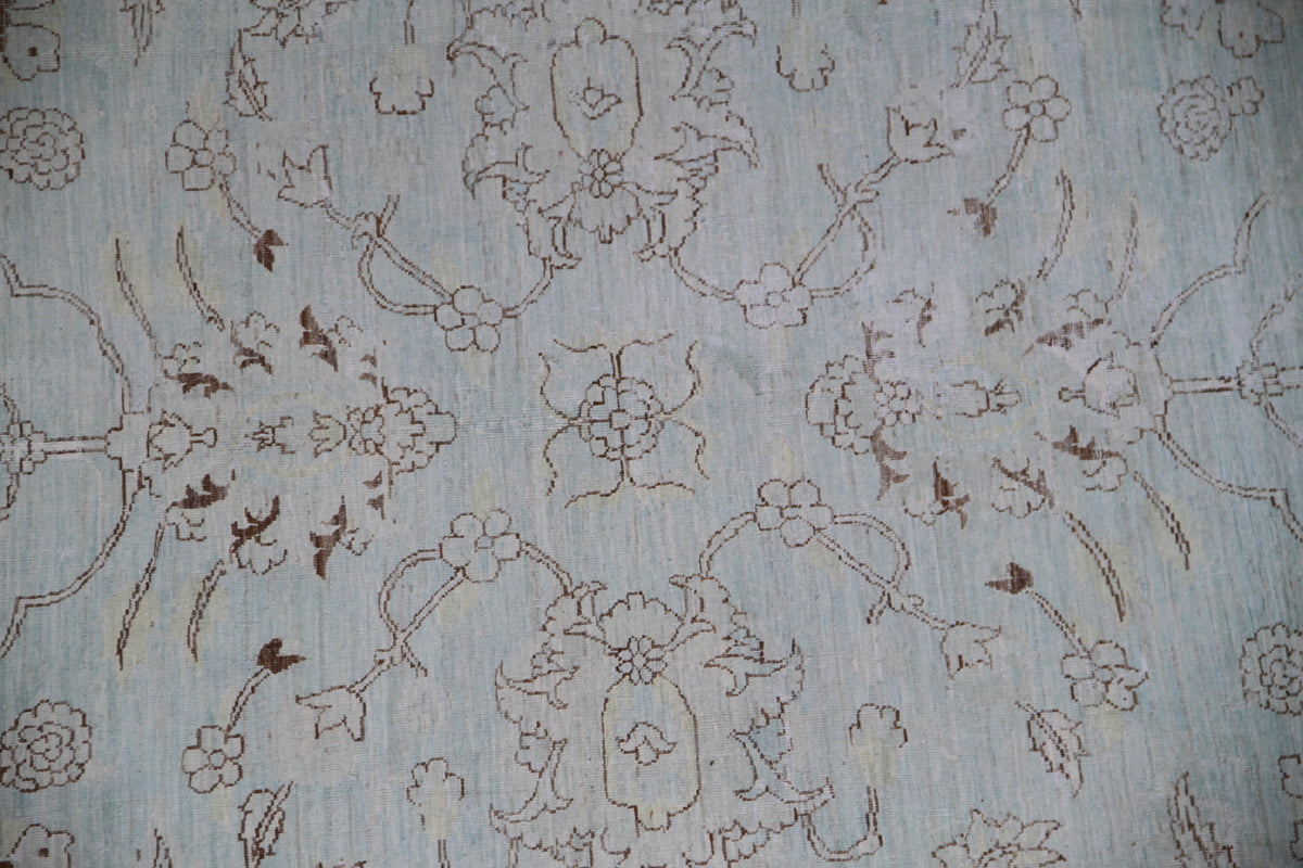 9'x11'  Ariana  Traditional Tabriz Design Soft Blue Brown Rug