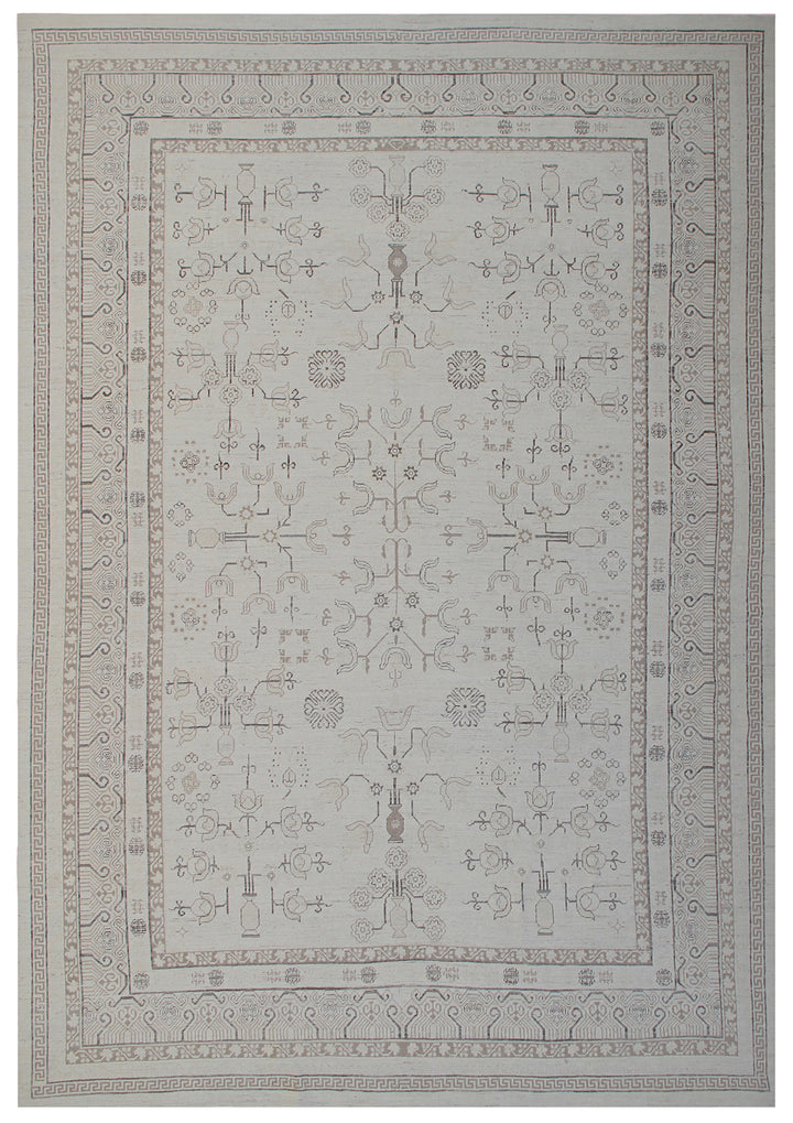 12'x9' Ariana Wool Hand Knotted Traditional Earth Tone Samarkand Design Area Rug