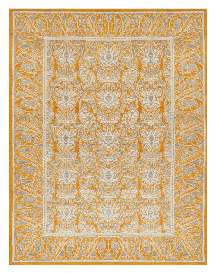 9'x12' Wool Rug | Ariana Transitional | Orange Ivory Rug