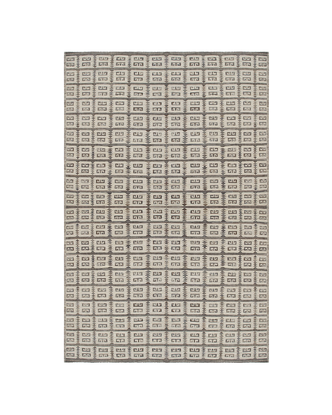 Ariana Rugs 14'x21' Handwoven Oversized Grey Greek Key Wool Kilim Area Rug