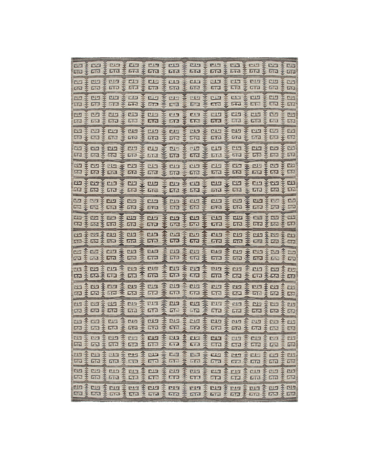 Ariana Rugs 14'x21' Handwoven Oversized Grey Greek Key Wool Kilim Area Rug