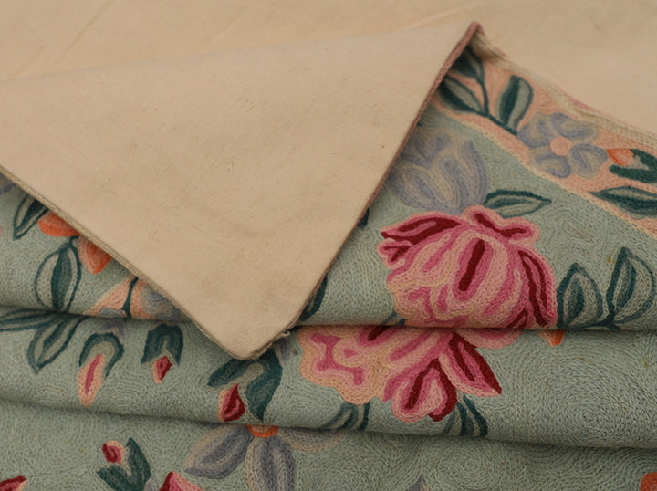 9'x12' Soft Blue Rug | Chainstitched Rug | Floral Rug | Bedroom Rug