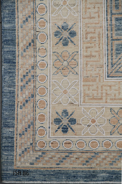 12'x9' Ariana Traditional Samarkand Design Blue Ivory Medallion Area Rug