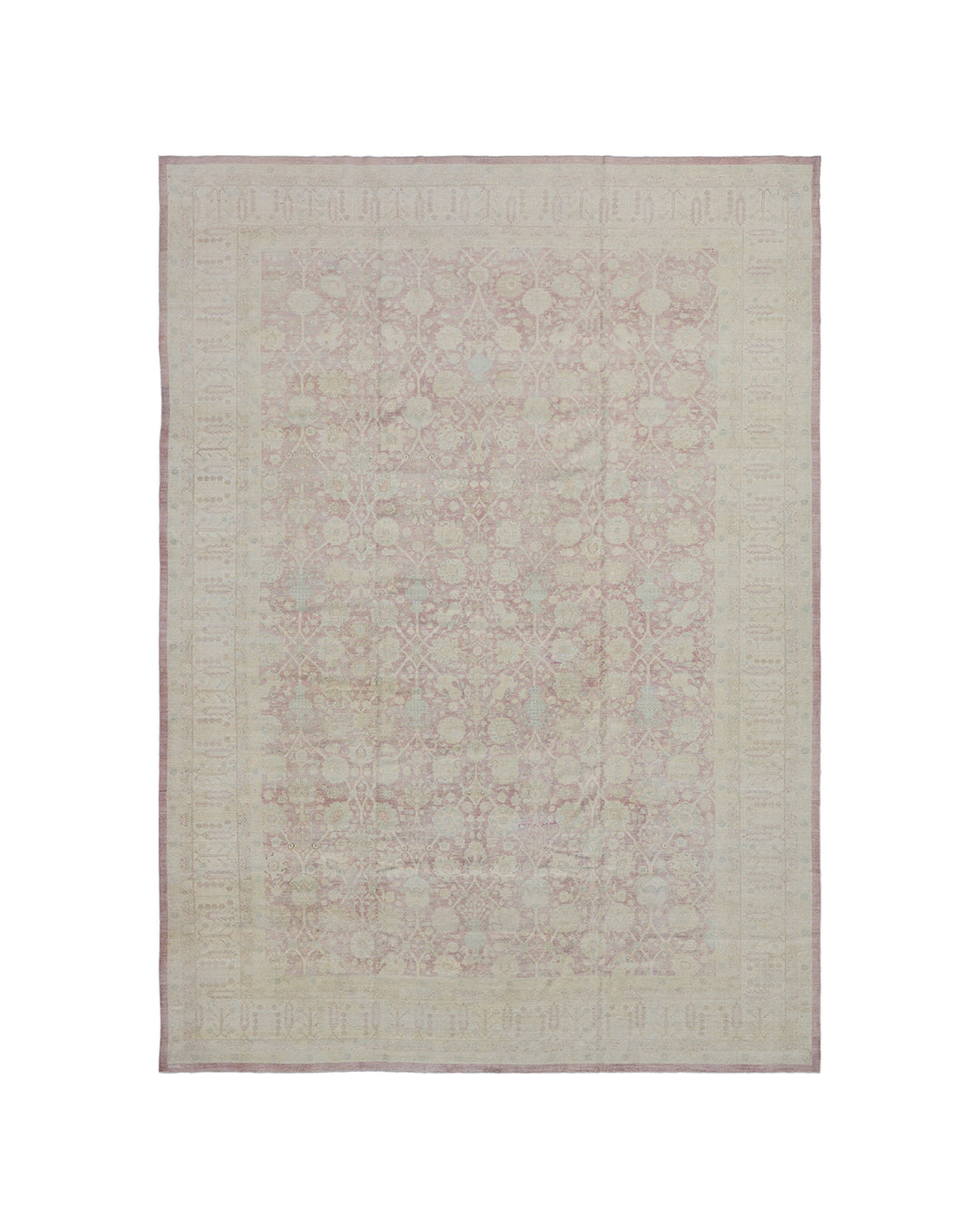 12'x18' Tabriz Design Pink & Cream Border Wool & Silk Ariana Luxury Palace Rug