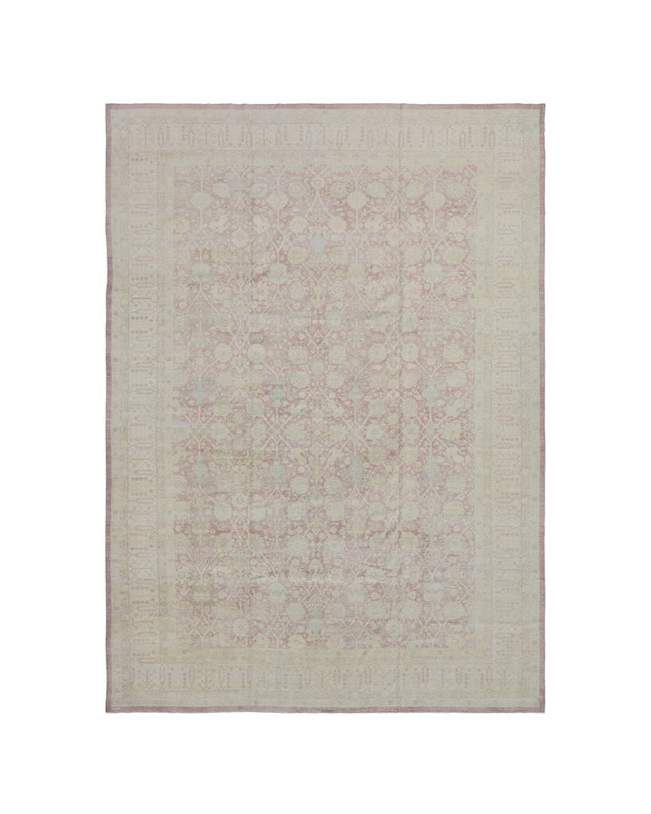 12'x18' Tabriz Design Pink & Cream Border Wool & Silk Ariana Luxury Palace Rug