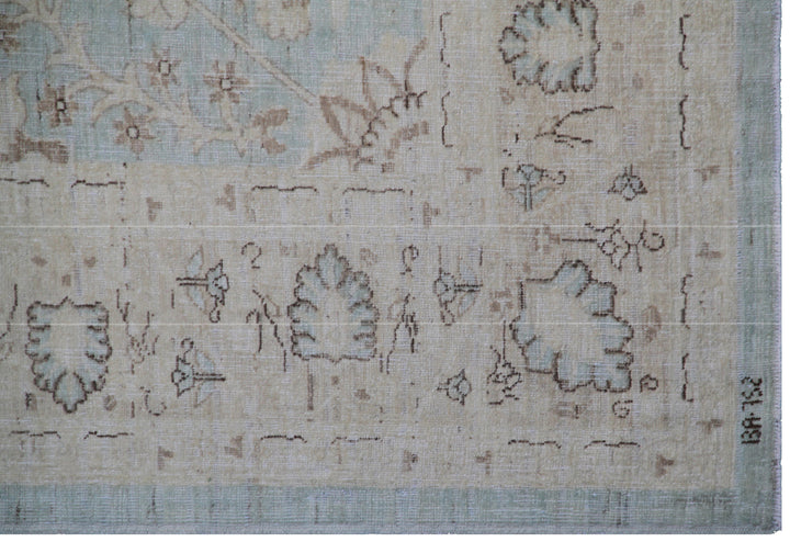 25'x6' Ariana Fine Tabriz Design Soft Blue Beige Runner Rug