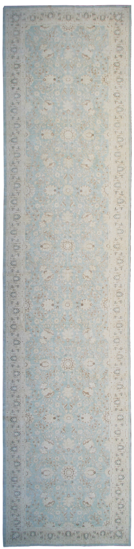 25'x6' Ariana Fine Tabriz Design Soft Blue Beige Runner Rug