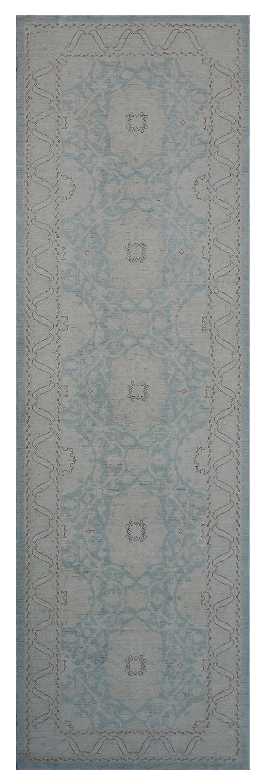 4'x14' Ariana Wide and Long Blue Ivory Tabriz Design Traditional Runner Rug