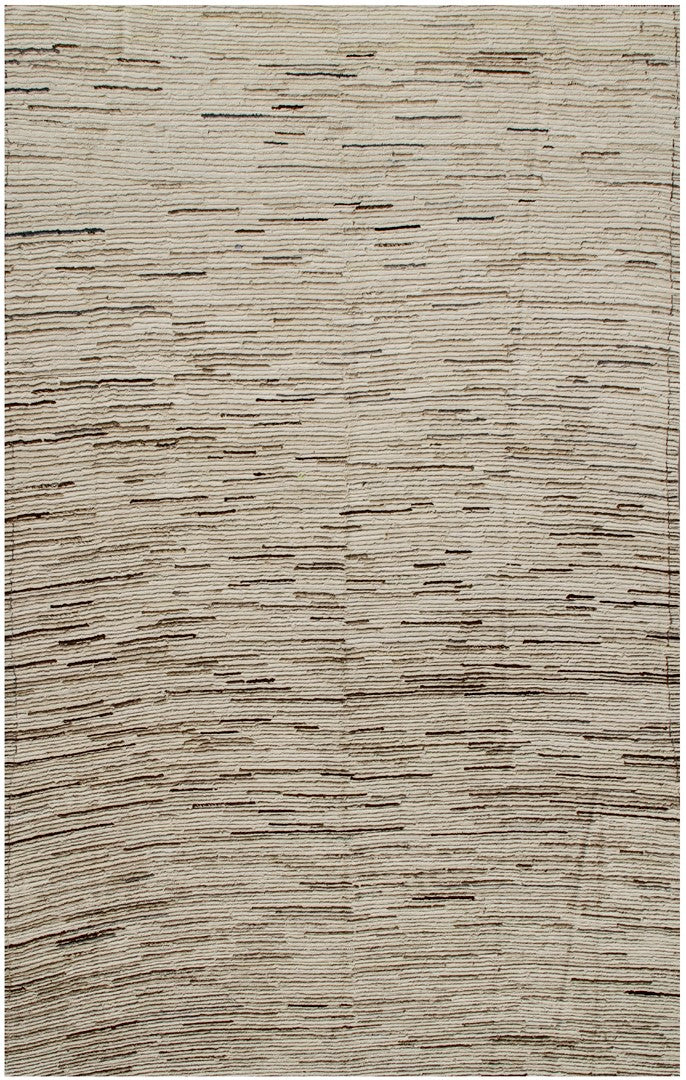 Ariana Rugs 7'x10' Handwoven Gabbeh Brown Barchi Wool Area Rug – Striped Motif