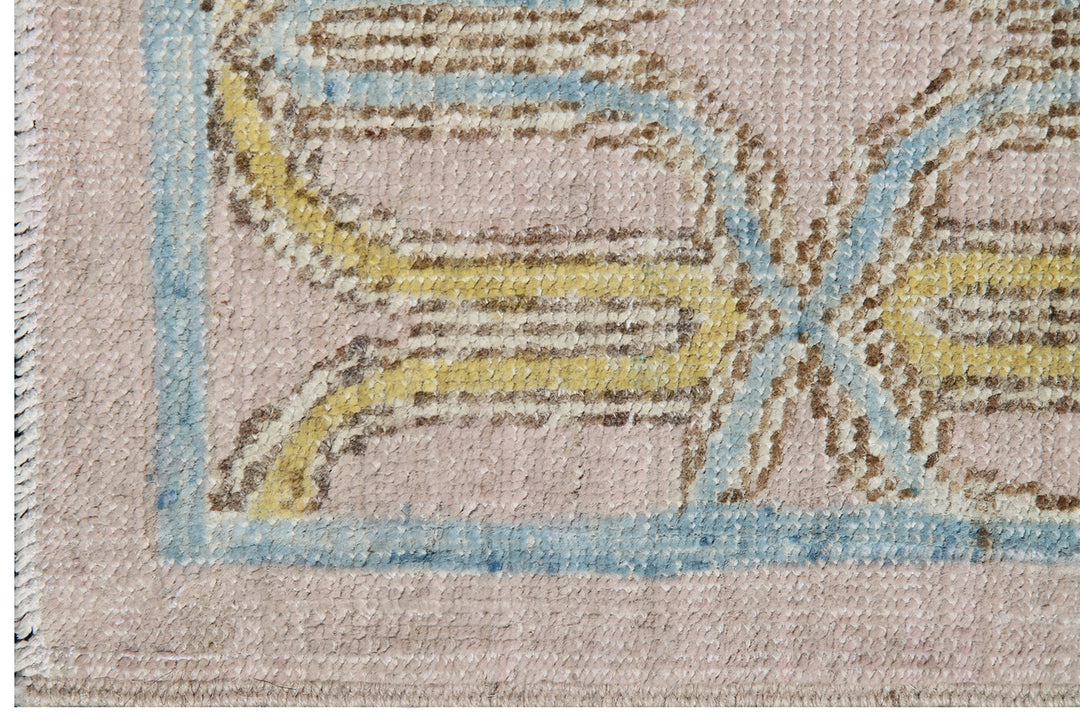 6'x9' Yellow Gold Blue Pink Ariana Modern Hand Knotted Wool Medium Rug