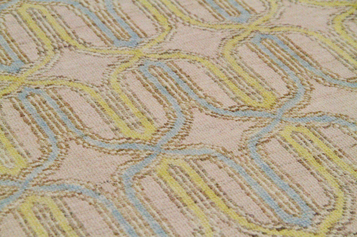 6'x9' Yellow Gold Blue Pink Ariana Modern Hand Knotted Wool Medium Rug