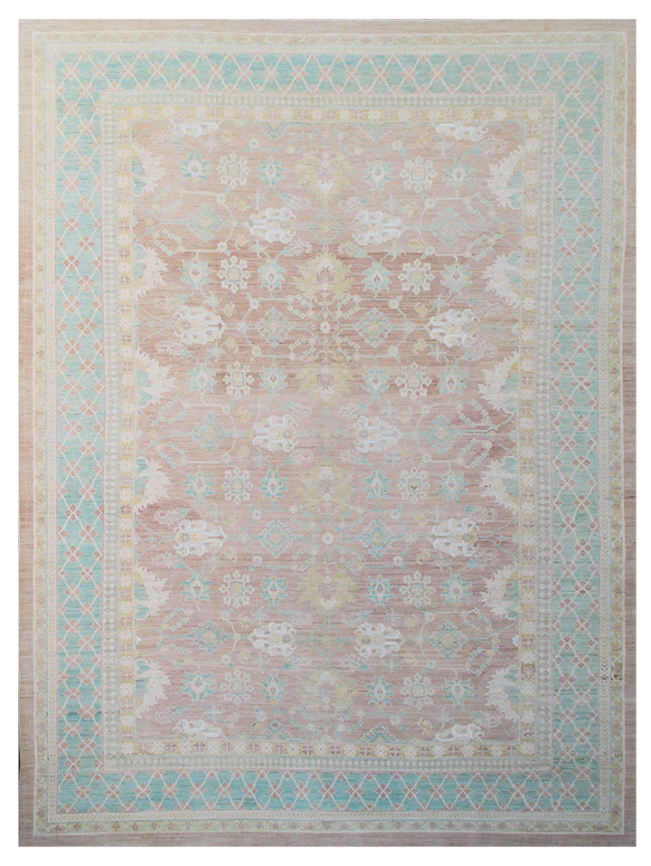 10'x14 Turquois Move Ivory Sultanabad Design Ariana Transitional Rug