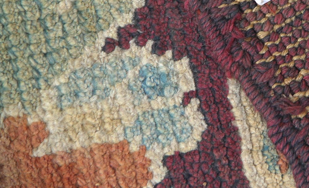 15x10 Dark Brown Burgundy Turkish Ushak rug with ivory and pastel orange Arts and Crafts floral pattern.