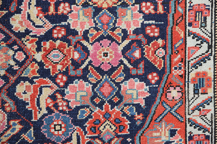 7'x16' Antique Hand-Knotted Persian Rug |Rare Gallery Size with Unusual Medallion