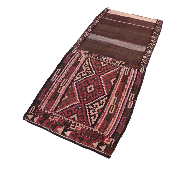 3'x5' Tatar Treasures: Unveiling the Uzbek Bag-Face Tradition kilim Rug