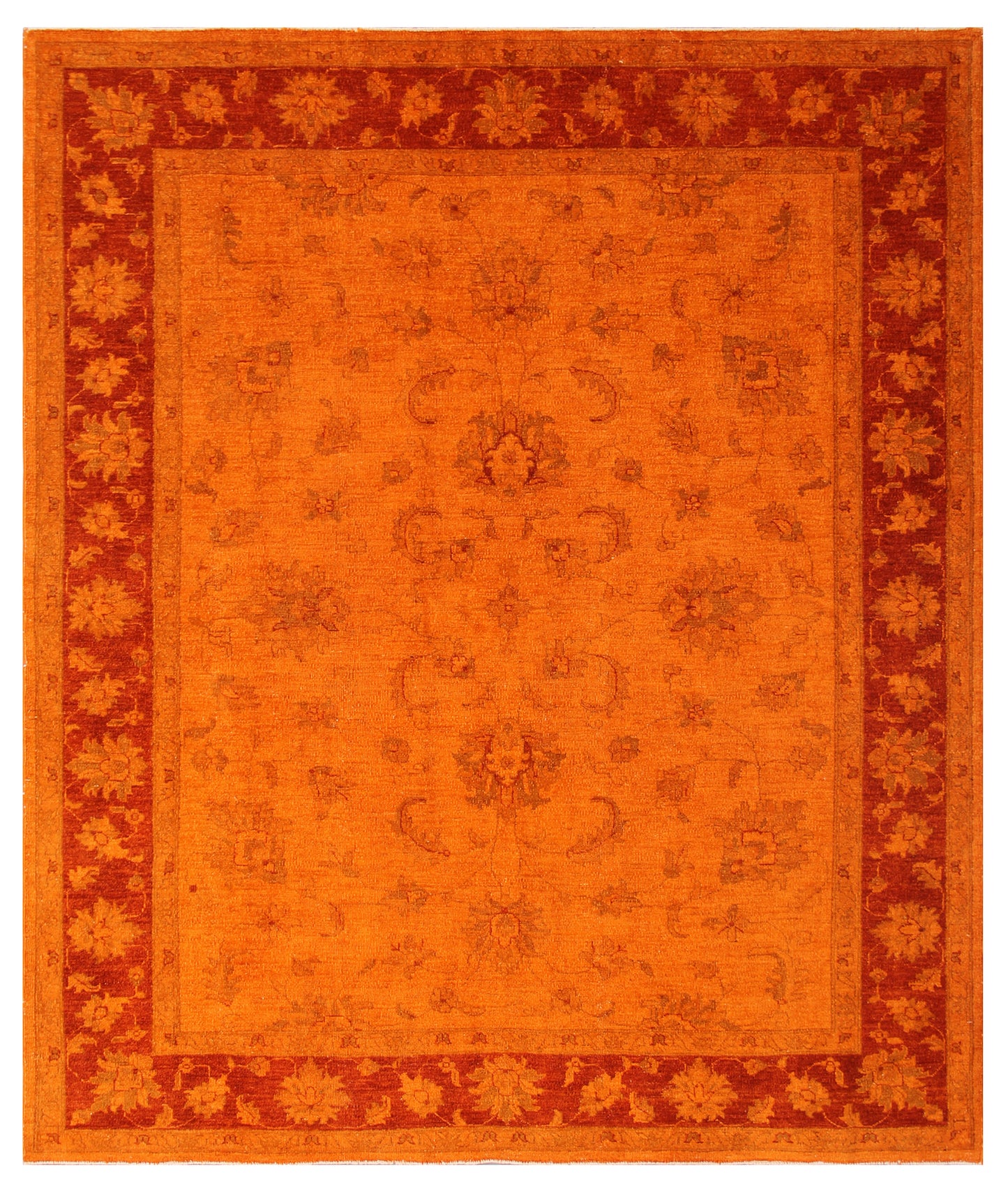 6'x8' Orange Persian Design Ariana Overdyed Rug