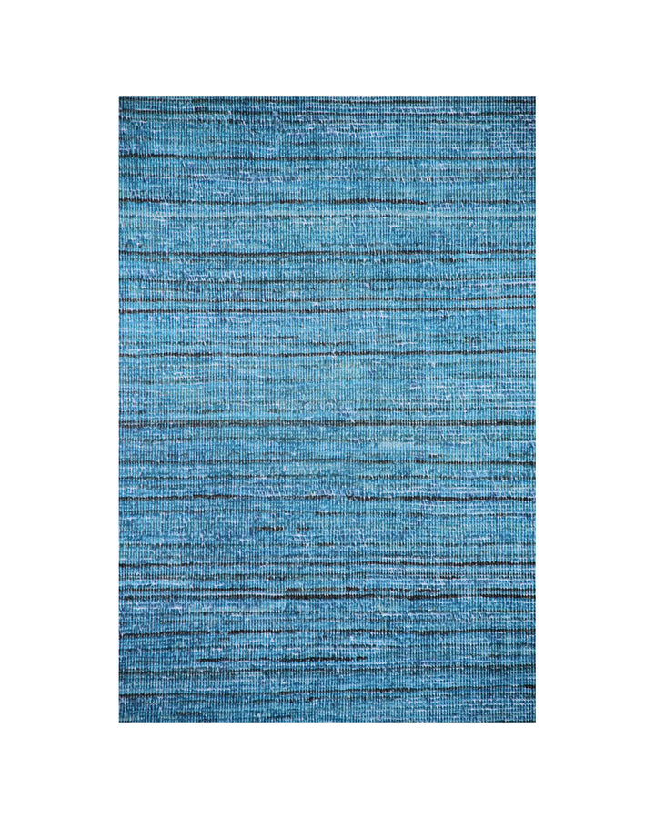 6'x9' Striped Blue Hand-Knotted Ariana Overdyed Area Rug