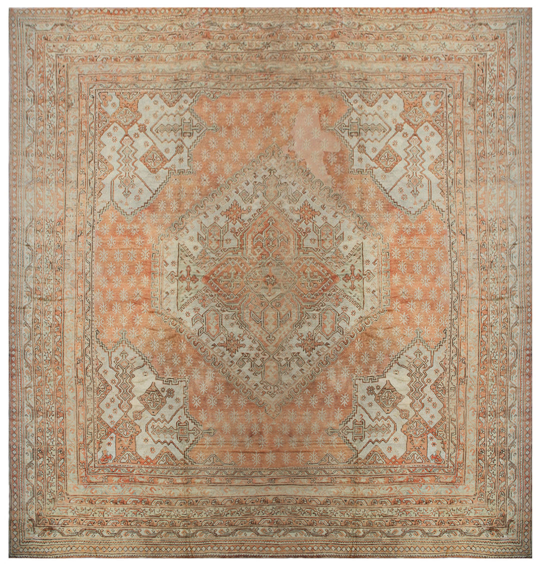 18'x18' Large Antique Square Turkish Oushak Rug