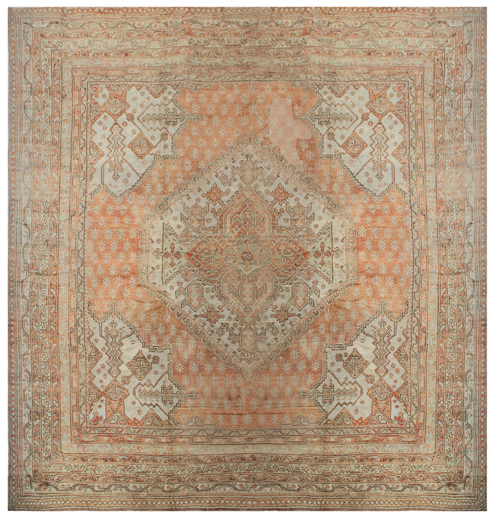 18'x18' Large Antique Square Turkish Oushak Rug