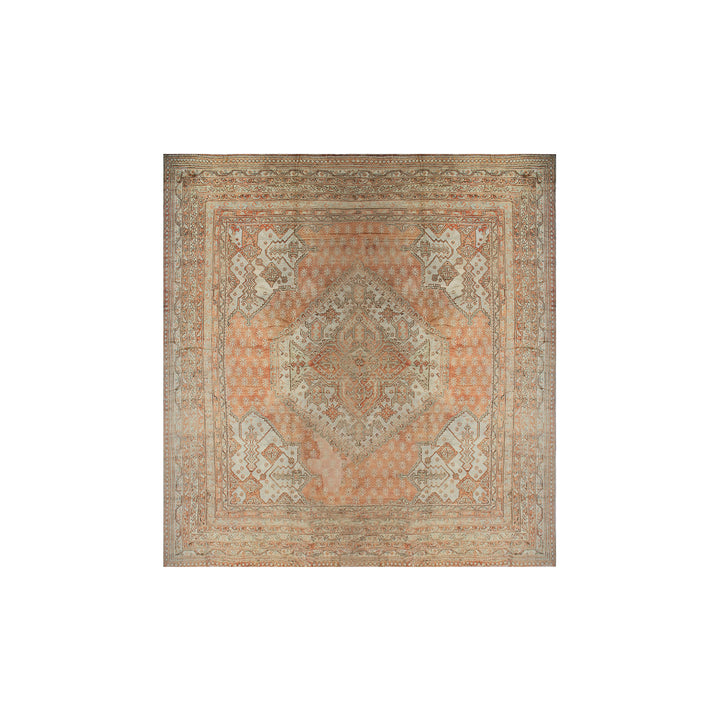 18'x18' Large Antique Square Turkish Oushak Rug