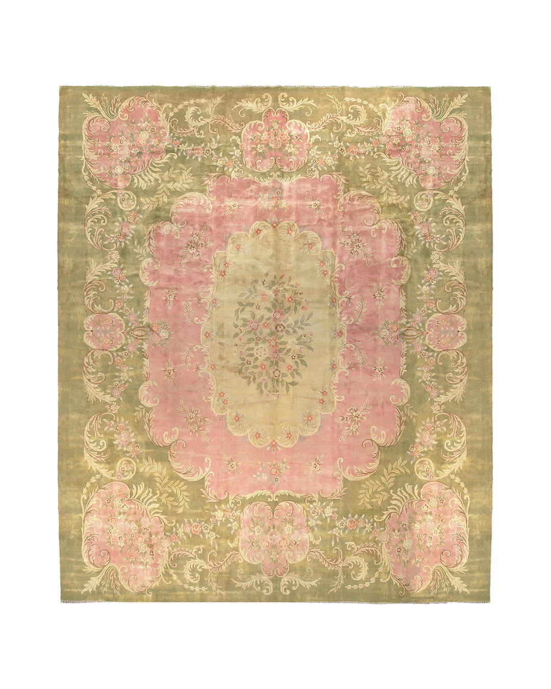 18'x21' Extra Large Rug | Floral | Vintage | Green, Yellow, Pink Rug
