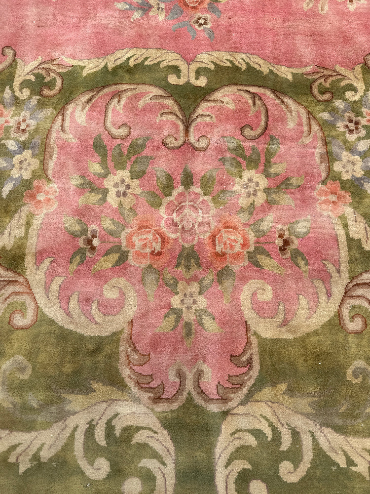18'x21' Extra Large Rug | Floral | Vintage | Green, Yellow, Pink Rug
