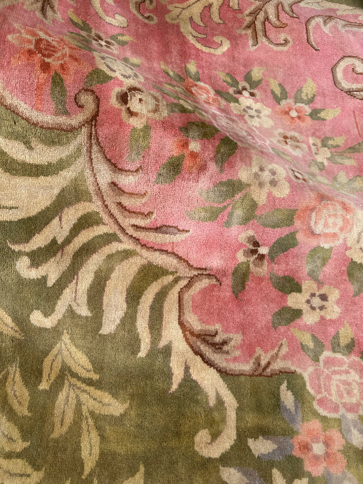 18'x21' Extra Large Rug | Floral | Vintage | Green, Yellow, Pink Rug