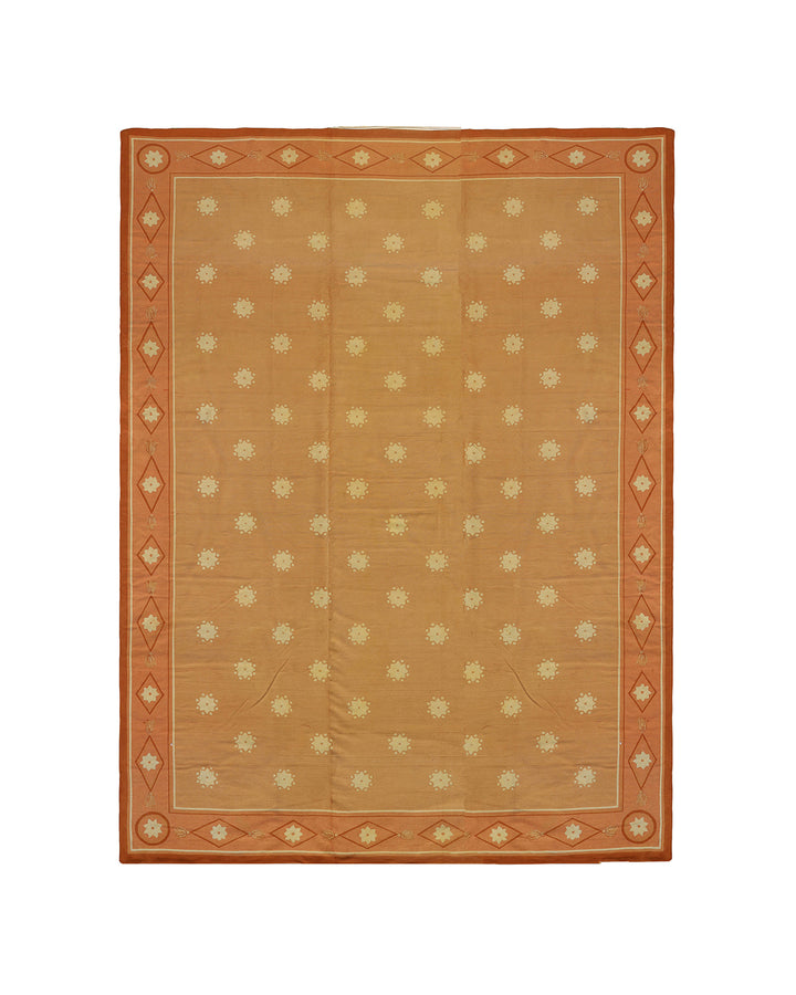 18' x 23' Vintage Hooked Tufted Area Rug | Orange & Gold