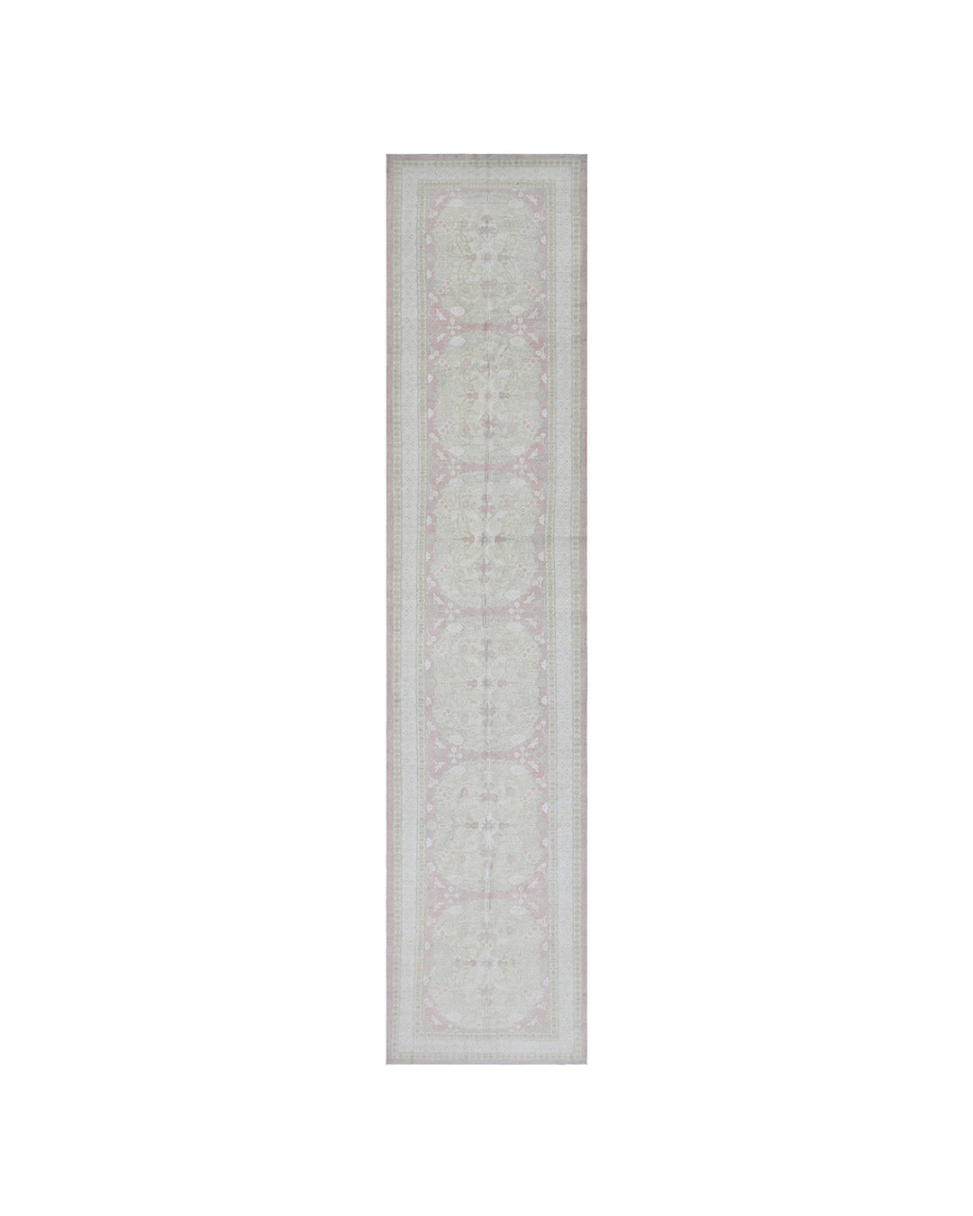 18'x4' Ariana Transitional Floral Light Pink Ivory White Runner Rug
