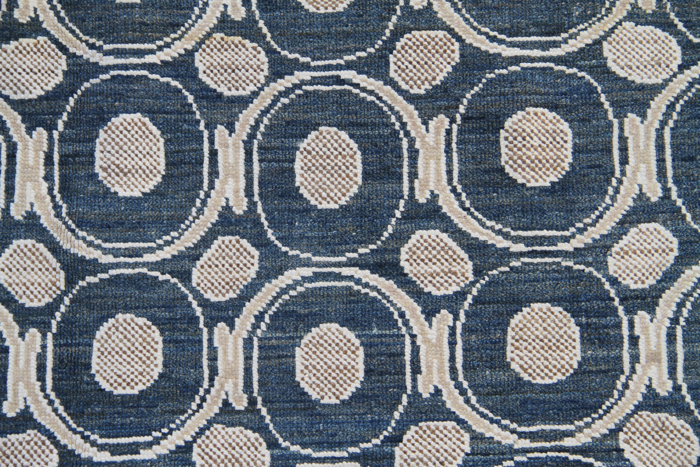 10'x19' Denim Blue Circular Design Ariana Modern Rug