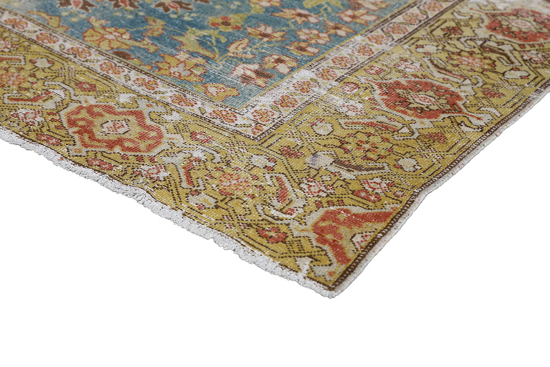 5'x15' Blue and Yellow Gold Antique Persian Malayer Wide and Long Runner