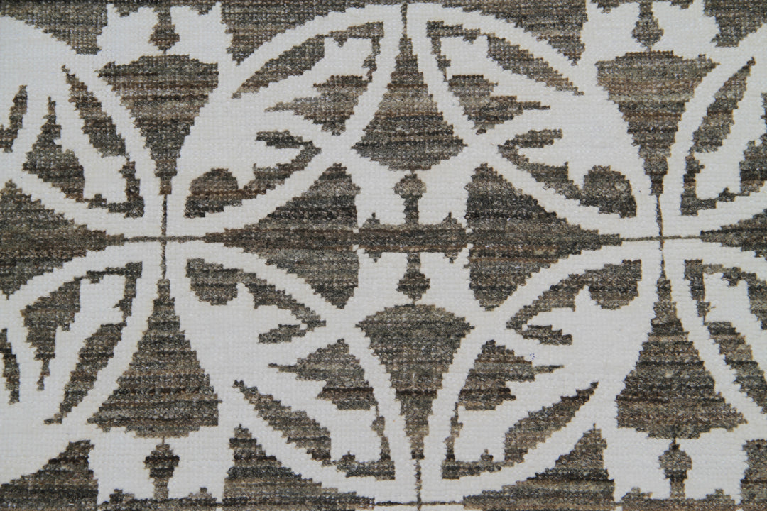 9'x12' Hand-knotted Area Rug | Ariana Modern Brown White Rug