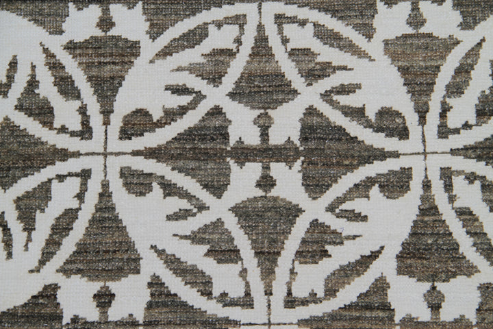 9'x12' Hand-knotted Area Rug | Ariana Modern Brown White Rug