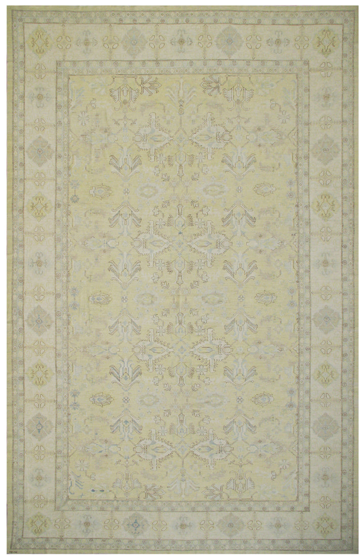 13'x21' Ariana Geometric Yellow and Blue Large Transitional Hazara Rug