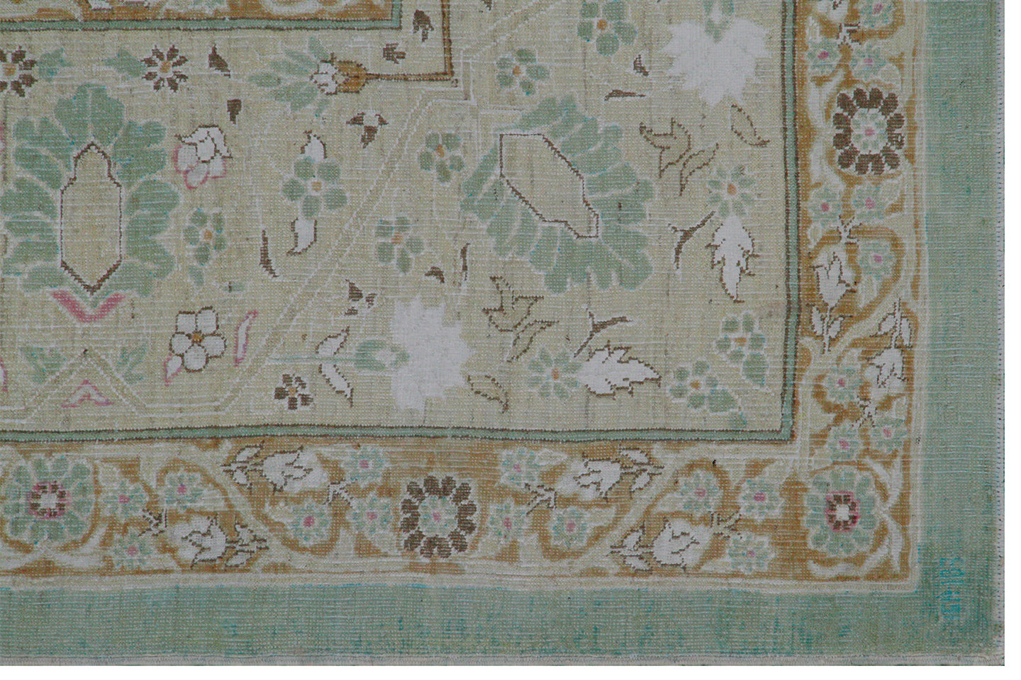 10x14 Green Wool and Silk Tabriz Vase Design Ariana Luxury Rug