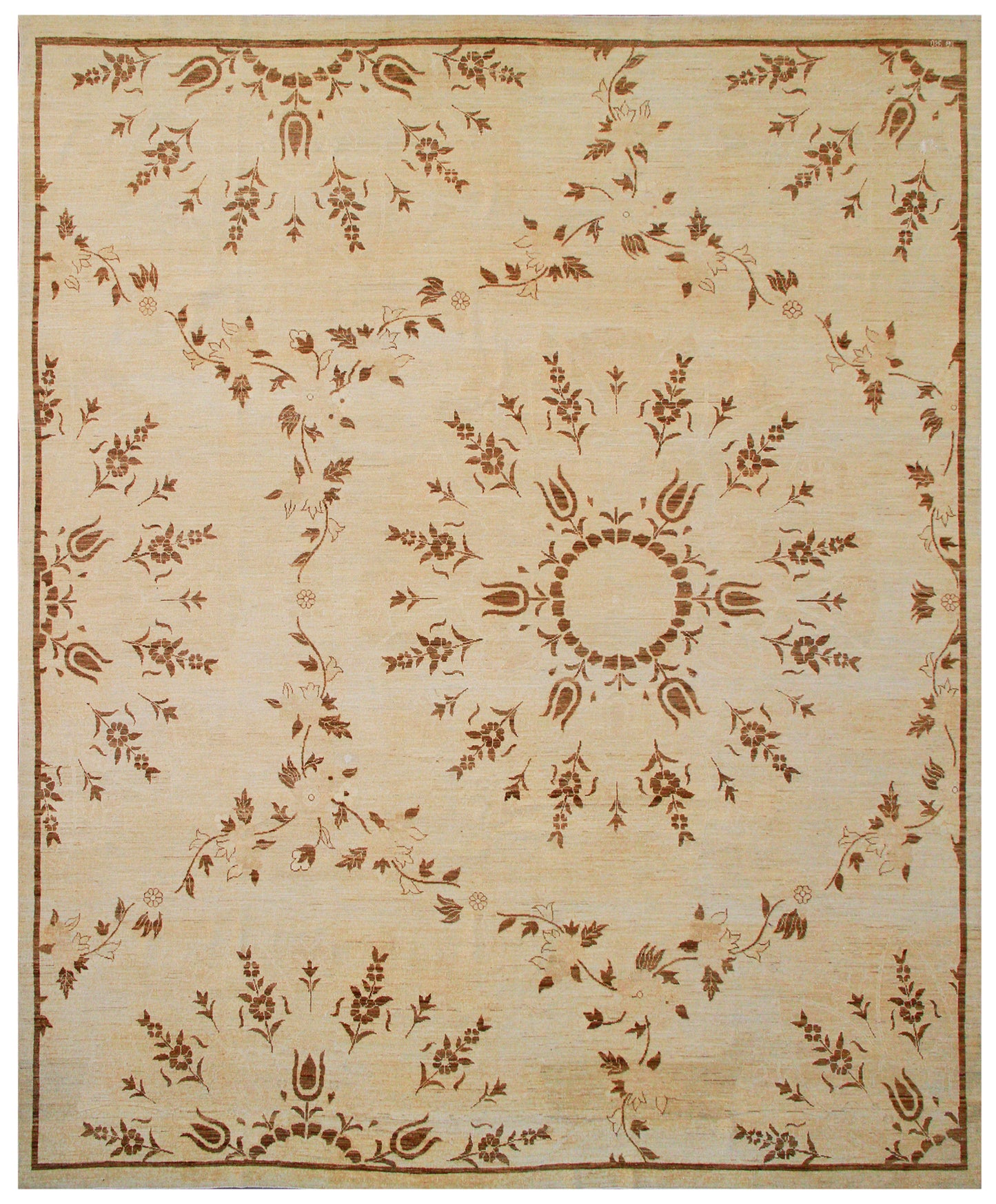 9'x11' Ariana Ottoman Design Floral Ivory Brown Rug