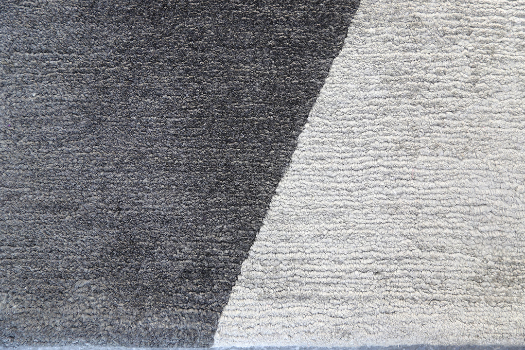 2'x3' Grey Geometric Hand Knotted Silk and Wool Ariana Modern Custom Only