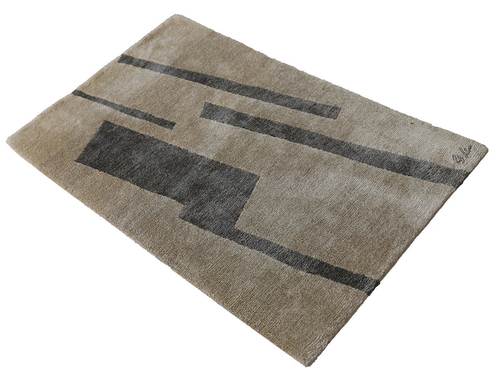 2'x3' Grey Hand Knotted Geometric Contemporary Design Ariana Moden Rug Custom Only