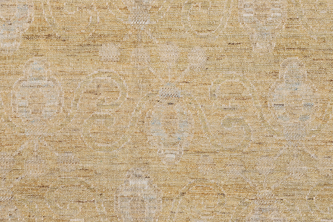 5'x7' Ariana Small Hand Knotted Transitional Gold Floral Design Rug