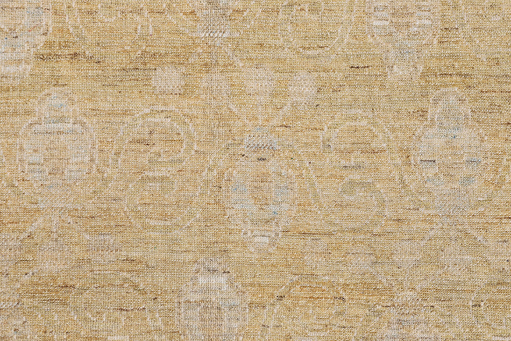 5'x7' Ariana Small Hand Knotted Transitional Gold Floral Design Rug