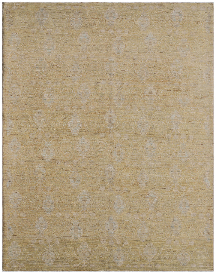 5'x7' Ariana Small Hand Knotted Transitional Gold Floral Design Rug