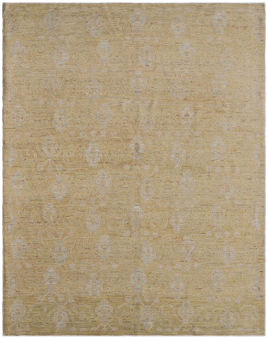 5'x7' Ariana Small Hand Knotted Transitional Gold Floral Design Rug