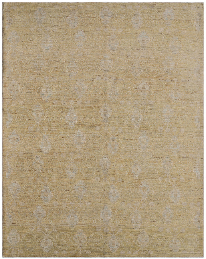 5'x7' Ariana Small Hand Knotted Transitional Gold Floral Design Rug