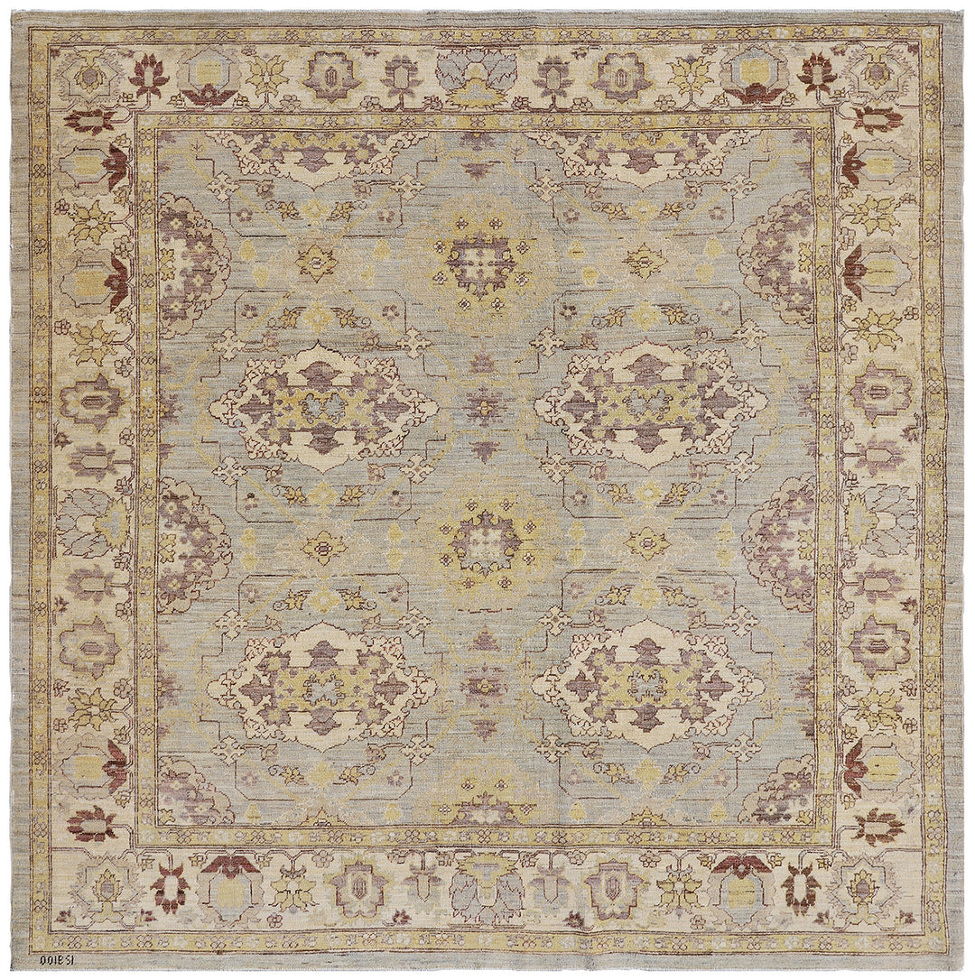 6'x7' Ariana Traditional Agra Design Hand Knotted Square Medium Size Rug