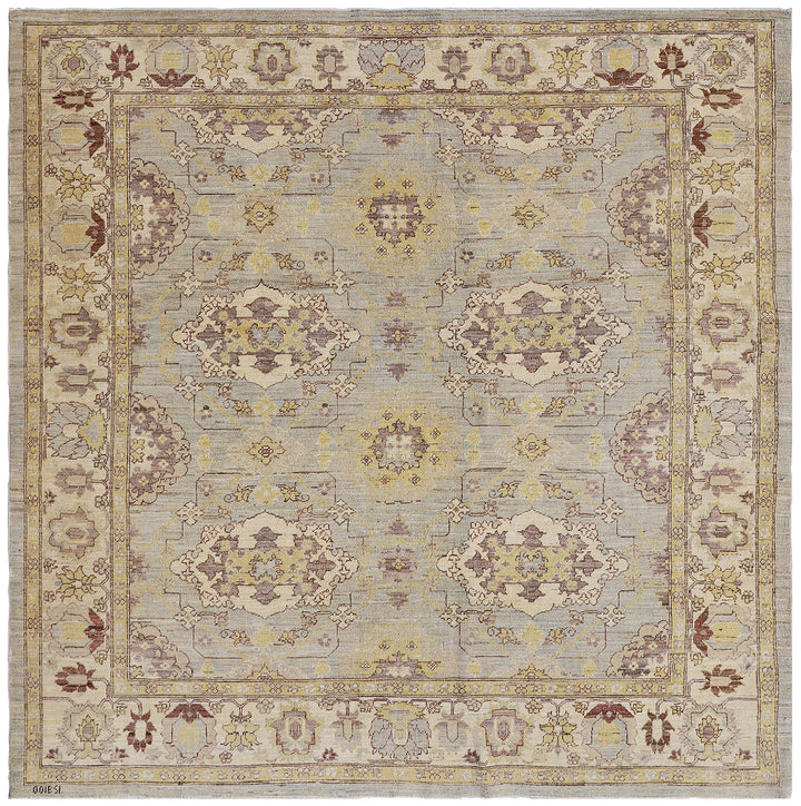 6'x7' Ariana Traditional Agra Design Hand Knotted Square Medium Size Rug