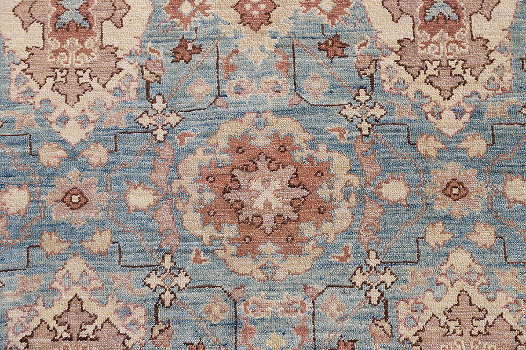 6x7 Ariana Square Agra Design Rug | Blue Hand-Knotted Afghan Rug