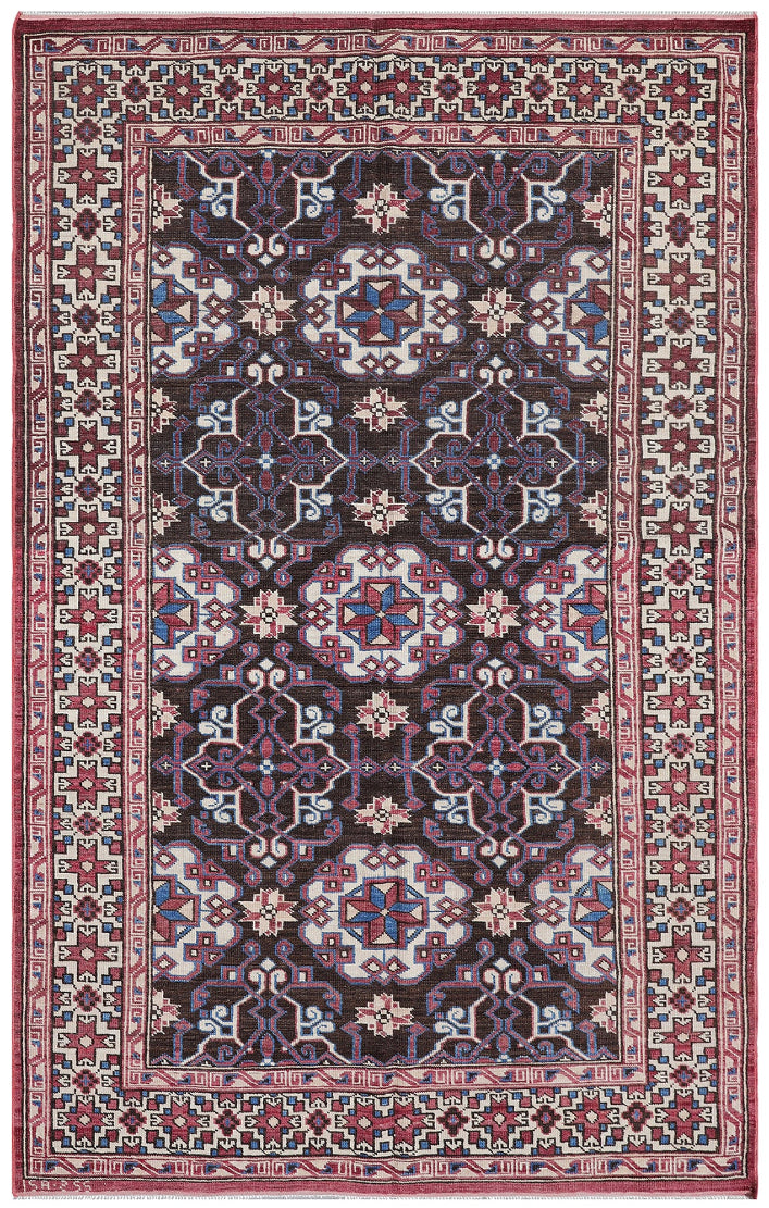 4'x7' Ariana Small Geometric Transitional Hand Knotted Wool Rug